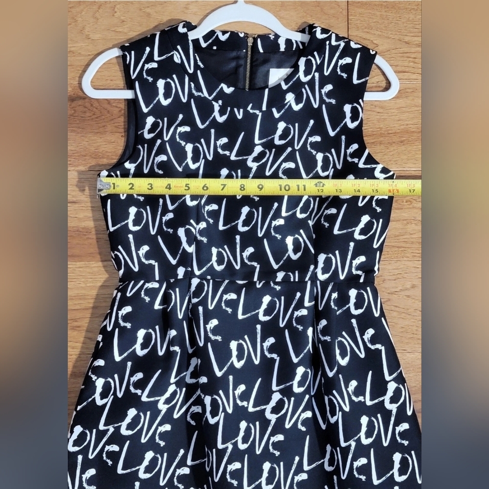 Kate Spade Dress Women's 4 Mindy Graffiti Love Black White Sleeveless Party - Picture 8 of 9